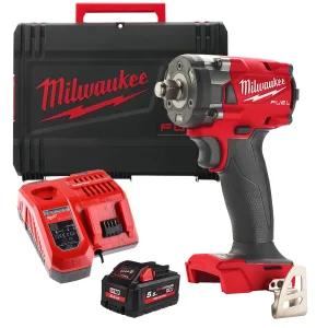 Milwaukee M18FIW2F38-0X 18V Fuel Brushless 3/8 Friction Ring Impact Wrench with 1 x 5.5Ah Battery Charger & Case