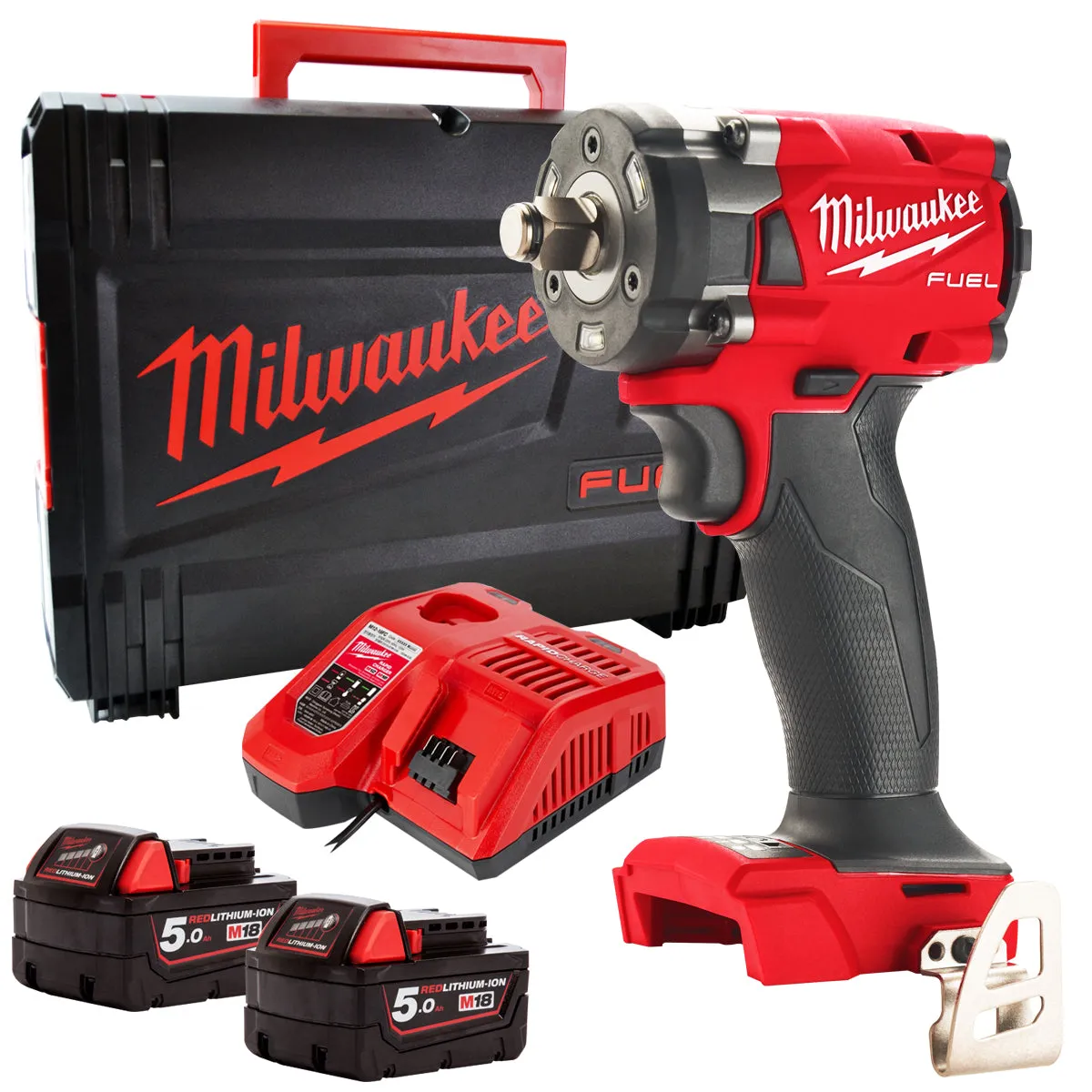 Milwaukee M18FIW2F38-0X 18V Fuel Brushless 3/8 Friction Ring Impact Wrench with 2 x 5.0Ah Battery & Charger