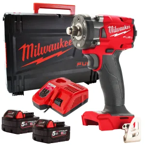 Milwaukee M18FIW2F38-0X 18V Fuel Brushless 3/8 Friction Ring Impact Wrench with 2 x 5.0Ah Battery & Charger