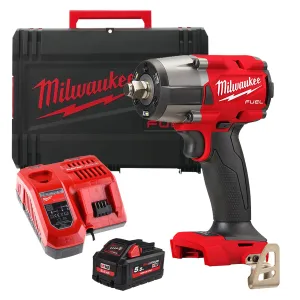 Milwaukee M18FMTIW2F12-0X 18V Brushless 1/2 Impact Wrench with 1 x 5.5Ah Battery Charger & Case