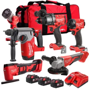 Milwaukee M18FPP6T2-502B 18V 6 Piece Tool Kit with 3 x 5.0Ah Battery & Charger