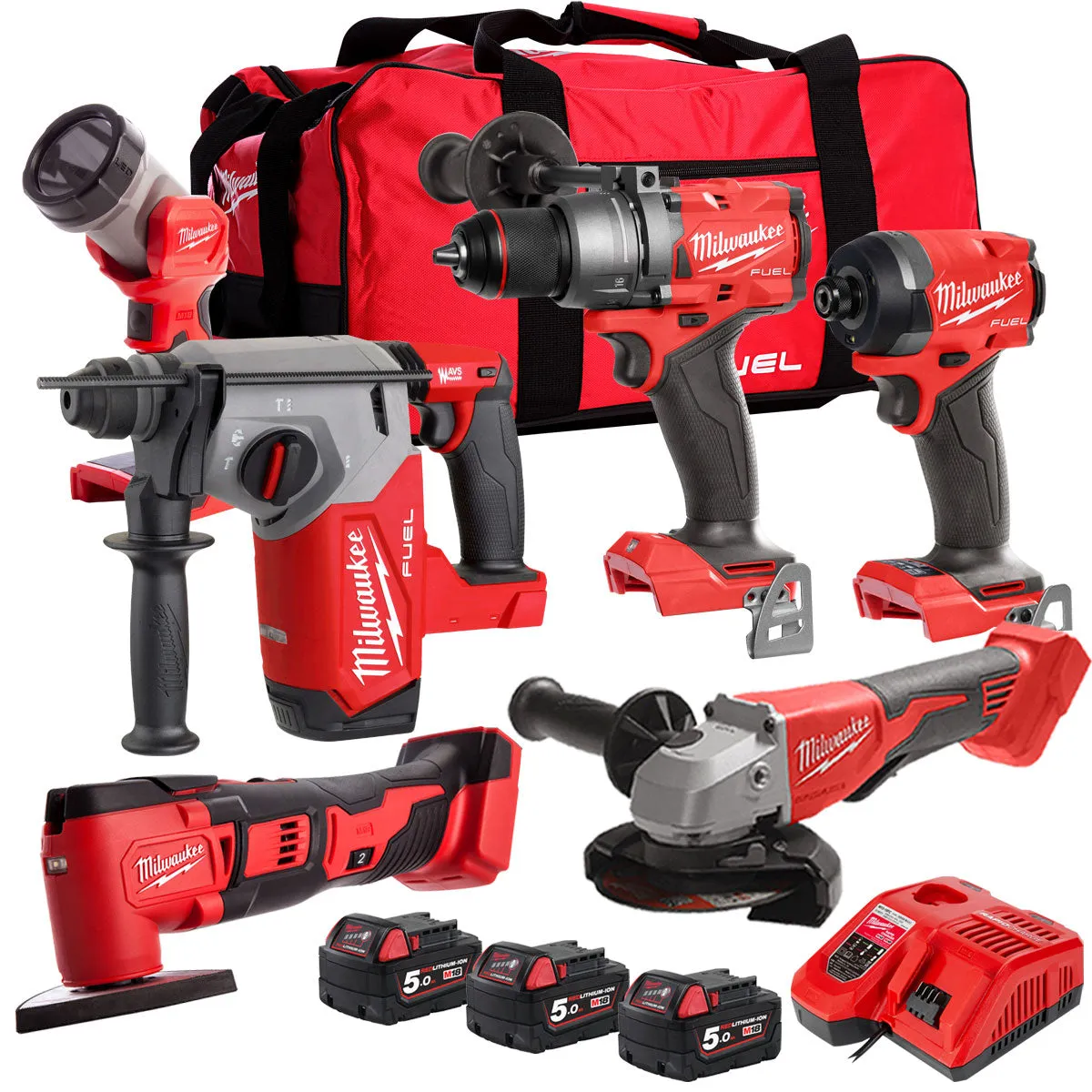 Milwaukee M18FPP6T2-502B 18V 6 Piece Tool Kit with 3 x 5.0Ah Battery & Charger