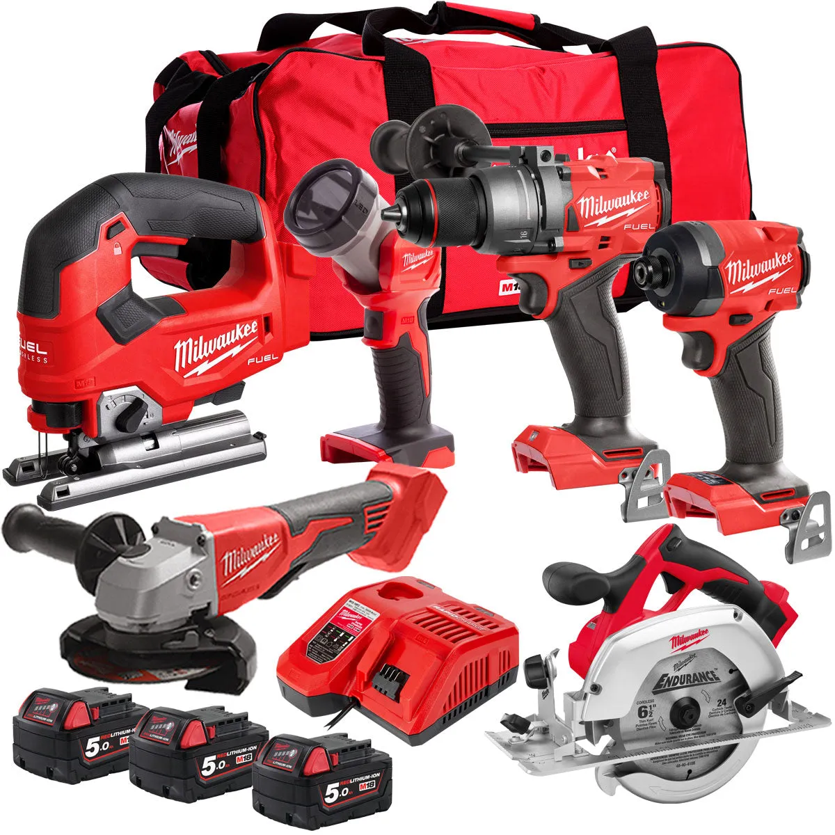 Milwaukee M18FPP6T3-503B 18V 6 Piece Tool Kit with 3 x 5.0Ah Battery & Charger