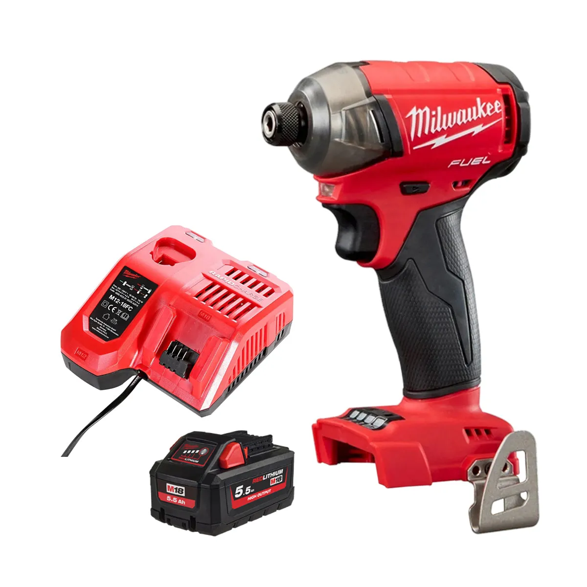 Milwaukee M18FQID-0 18V 1/4 Fuel Brushless Impact Driver with 1 x 5.5Ah Battery & Charger