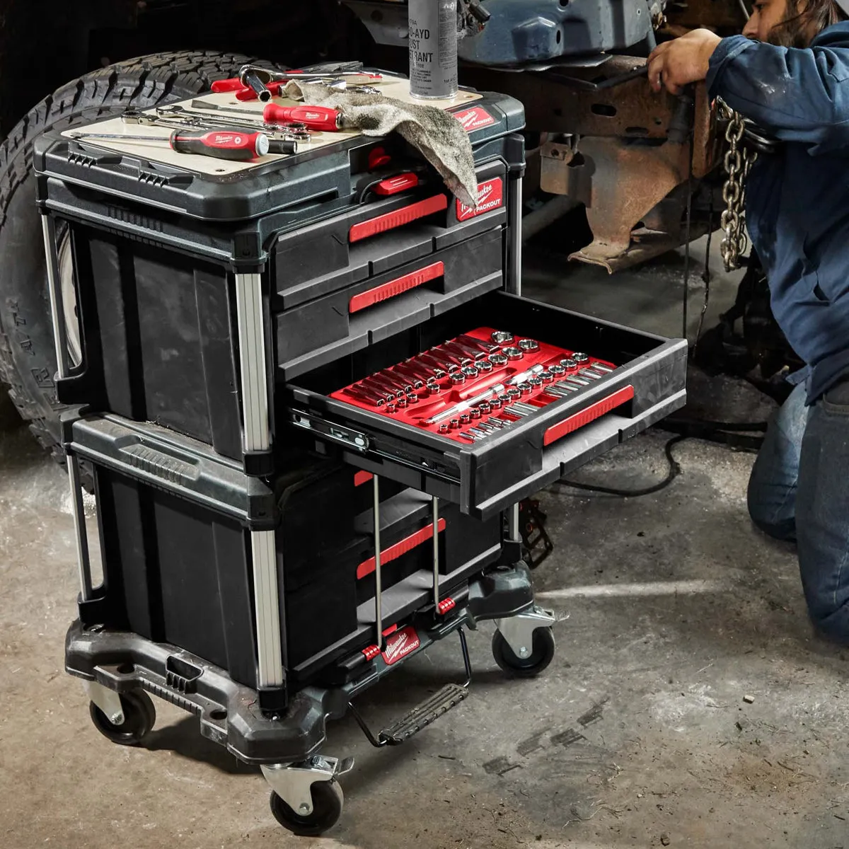 Milwaukee Packout 3 Drawer Tool Box with 2 Drawer Tool Box