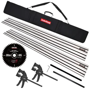 Plunge Saw Accessories Kit 2 x 1.5m Guide Rail with Connector. Bag. Clamp & 48T Blade for Dewalt DWS520. DCS520N