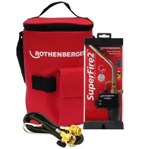 Rothenberger SuperFire 2 Gas Blow Torch 35644X With 1.5m Torch Extension Hose & Hot Tool Bag