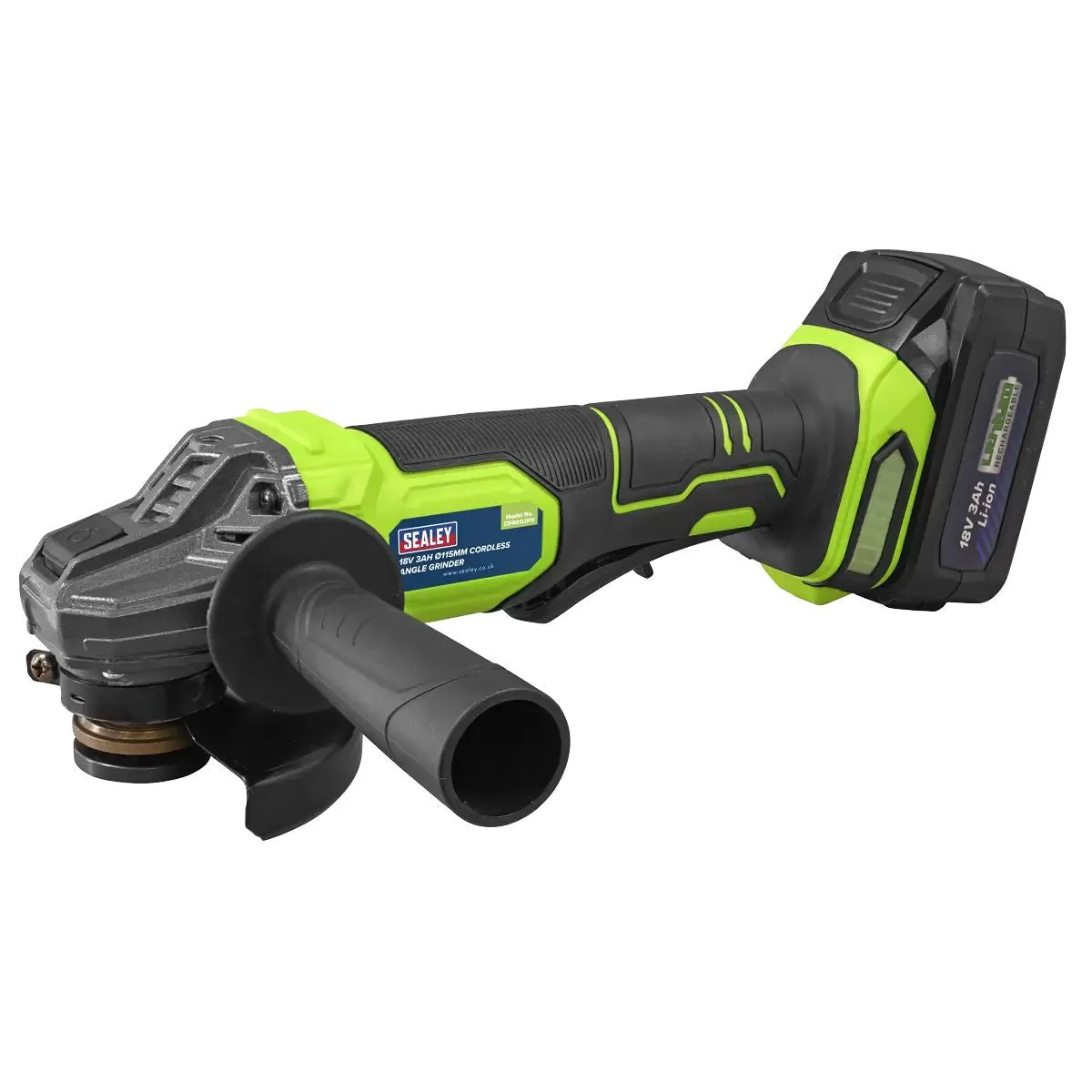 Sealey CP401LIHV 18V Angle Grinder 115mm 1 x 3Ah lithium-ion battery & 2.4A mains charger in a storage case