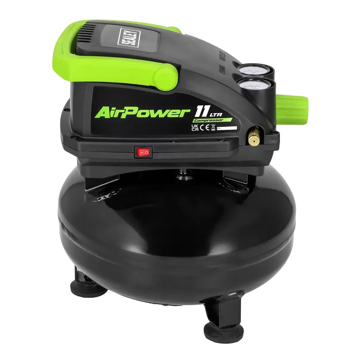 Sealey SAC1100 11L Oil-Free Air Compressor 0.5HP Direct Drive for Efficient. Low Maintenance Performance