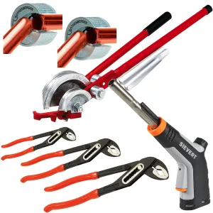 Sievert Powerjet Gas Blow Torch SI253501 With Tube Cutter. Multi Pipe Bender Set & Pump Pliers Set