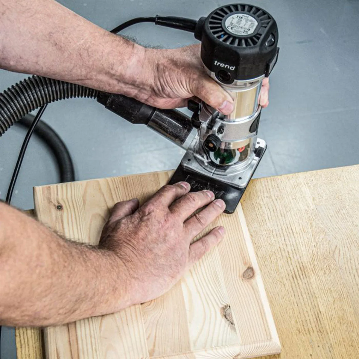 Trend T1ETS 1/4 Trimmer Router 240V/710W with 12 Piece Cutter Set