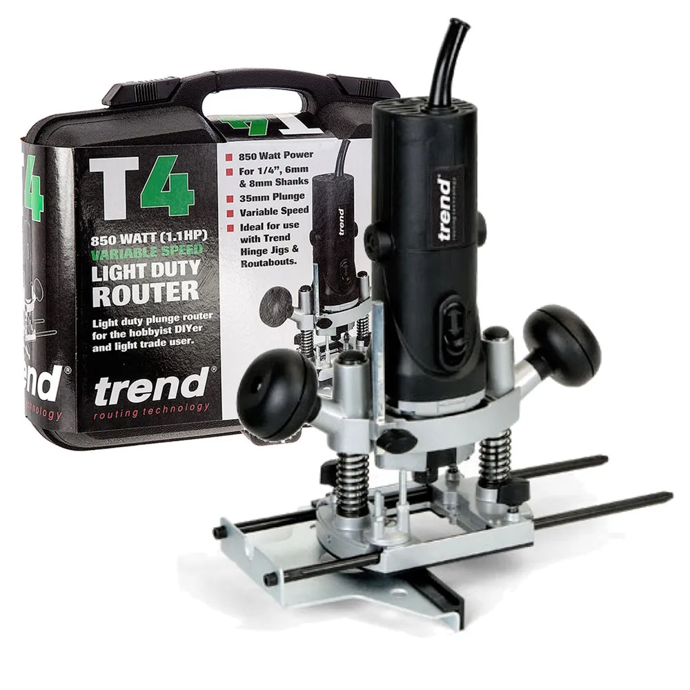 Trend T4ELK 1/4 Variable Speed Router 110V 850W with 12 Piece Cutter Set