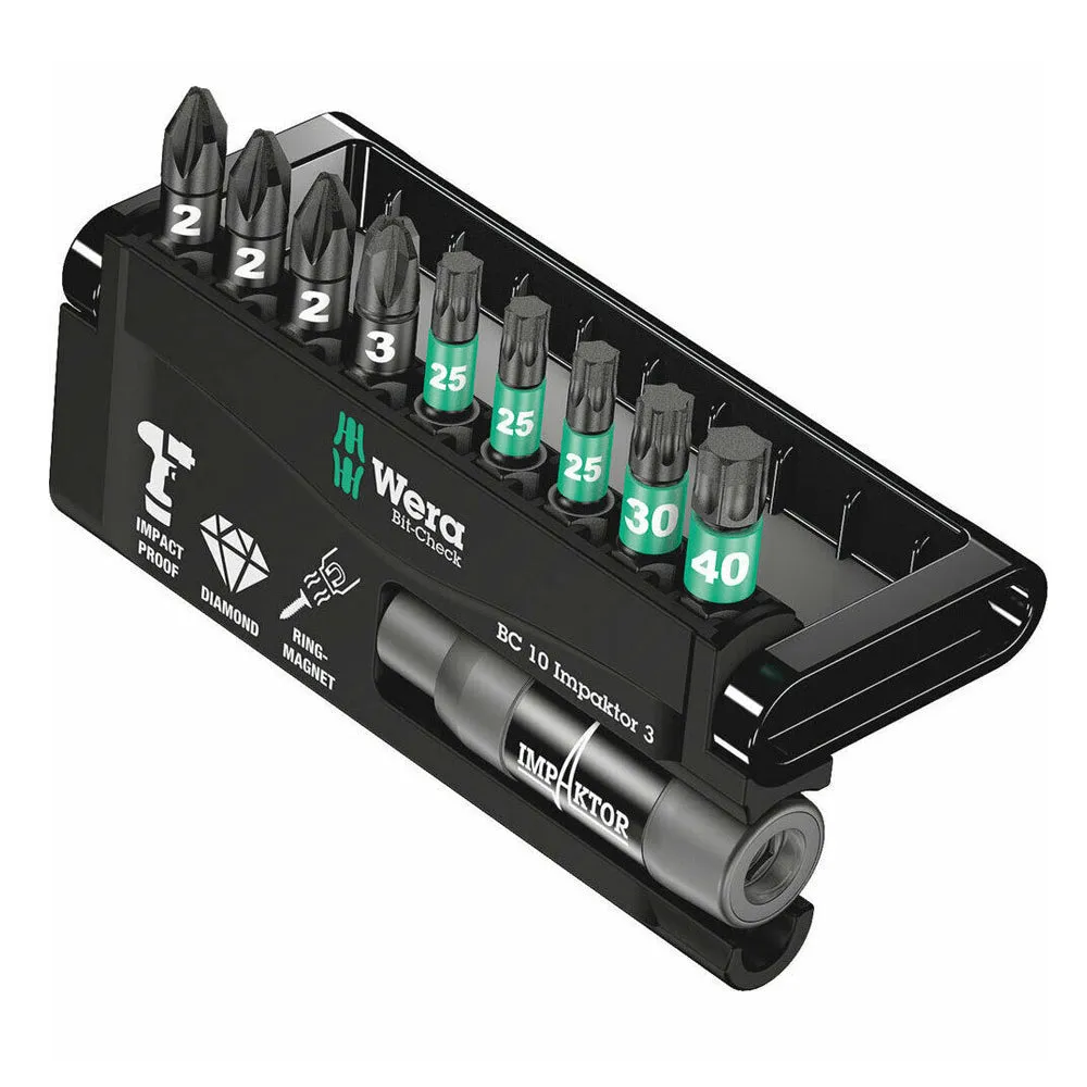 Wera WER057683 Impaktor 8755/67-9/IMP Bit Check Pozi / Torx Set of 9 Piece